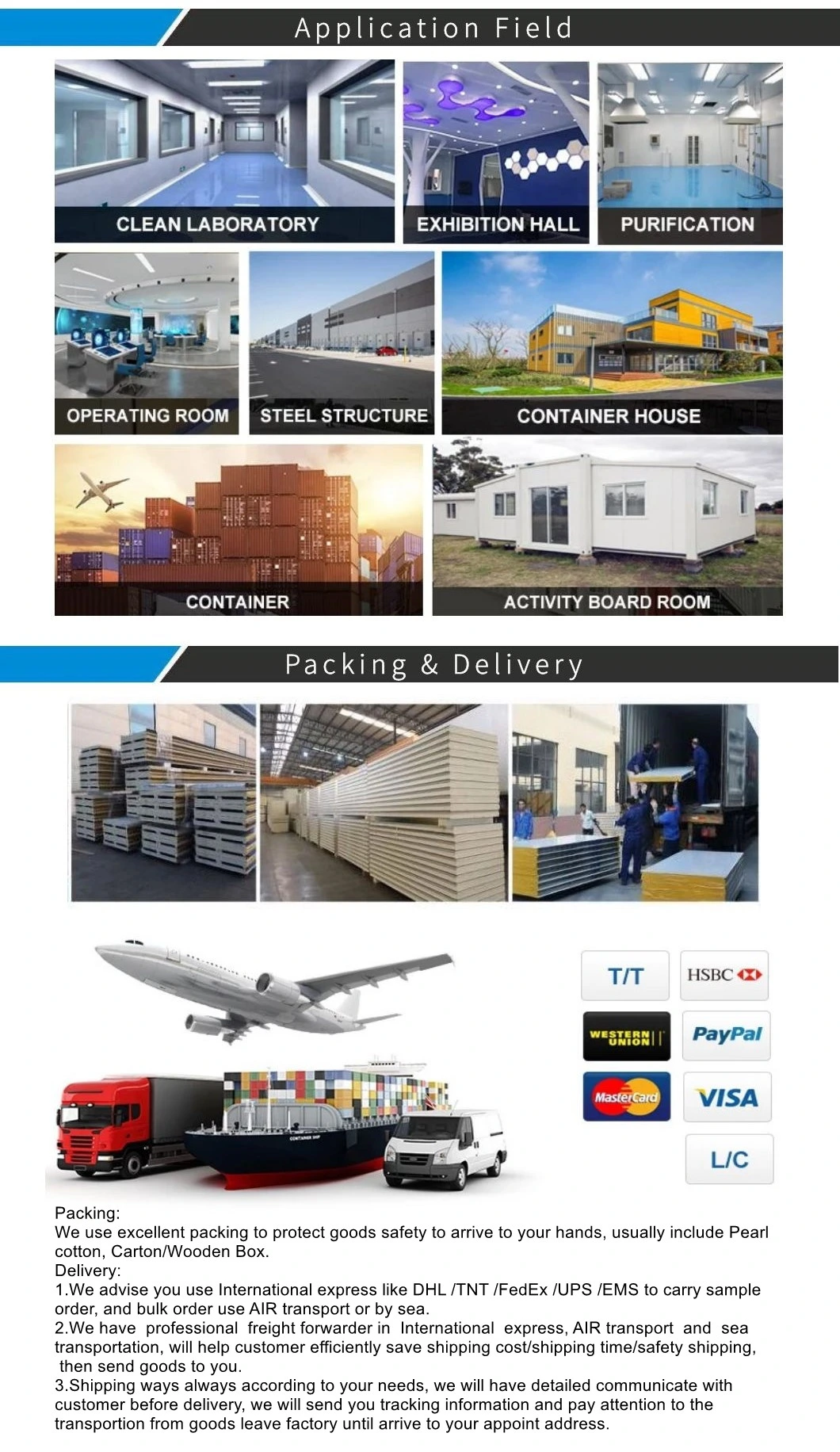 Factory Direct Sale Sound Insulation Fireproof Heat Insulation XPS Sandwich Panels for Prefabricated Houses